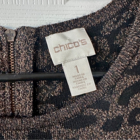 CHICO’S Metallic Leopard Print Wool Blend Sweater. Size 1 - Picture 2 of 8